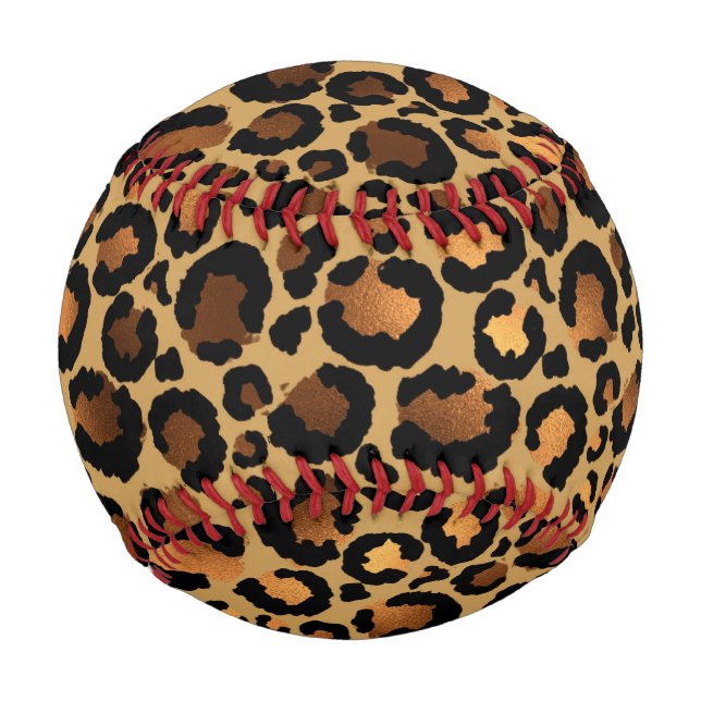 Elegant Brown Leopard Spots Wild Animal Glam Baseball (Front)