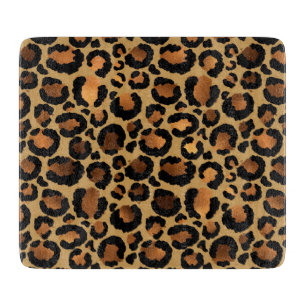 Elegant Brown Leopard Spots Wild Animal Glam Cutting Board
