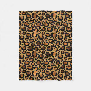 Elegant Brown Leopard Spots Wild Animal Glam Fleece Blanket