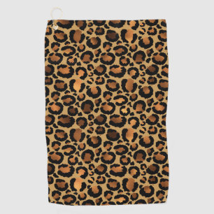 Elegant Brown Leopard Spots Wild Animal Glam Golf Towel