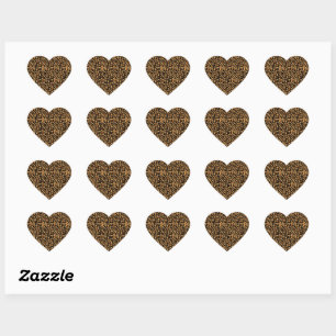 Elegant Brown Leopard Spots Wild Animal Glam Heart Sticker