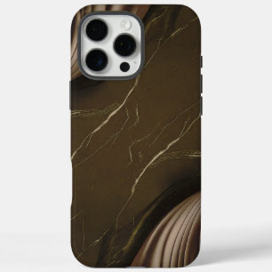 Elegant Brown Marble with Abstract Design iPhone 16 Pro Max Case