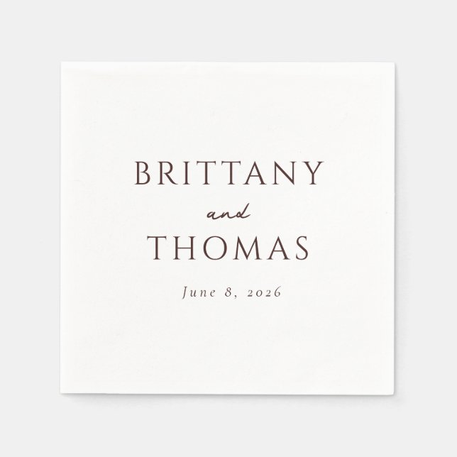 Elegant Brown Minimalist Calligraphy Napkin (Front)