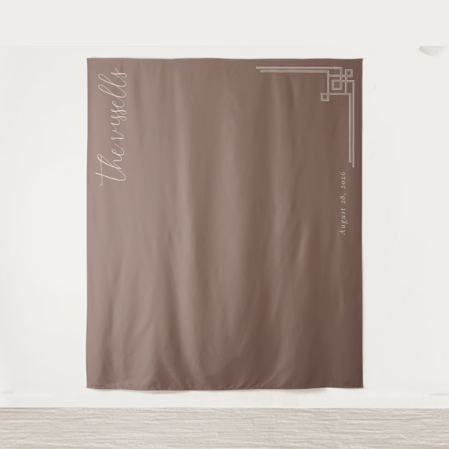 Elegant Brown Minimalist Calligraphy Tapestry (Front)