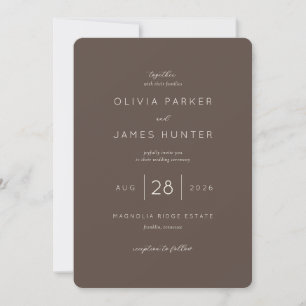 Elegant Brown Minimalist Wedding Invitation