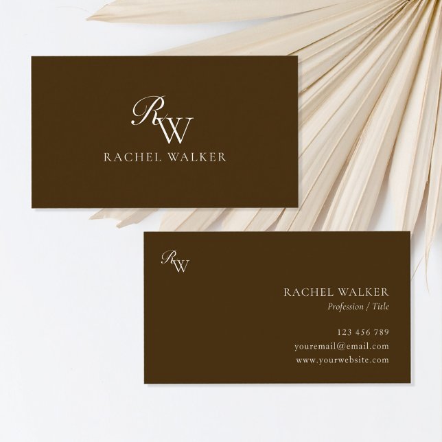 Elegant Brown Monogram Business Card (Creator Uploaded)