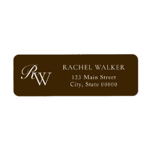 Elegant Brown Monogram Return Address Label