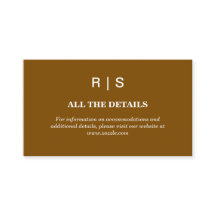 Elegant Brown Monogram Wedding Enclosure Card