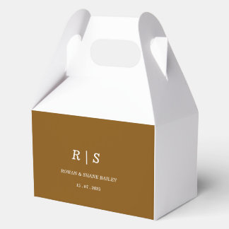 Elegant Brown Monogram Wedding Favour Box