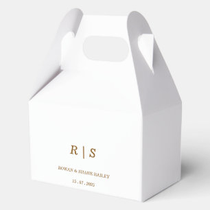 Elegant Brown Monogram Wedding Favour Box