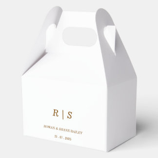 Elegant Brown Monogram Wedding Favour Box
