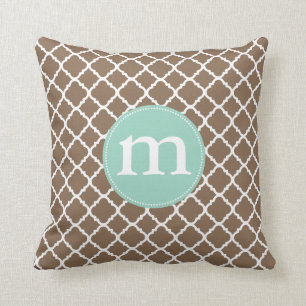 Elegant Brown Moroccan Quatrefoil Personalised Cushion