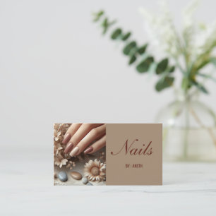 Elegant Brown Nails Business Card