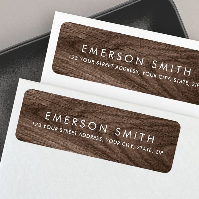 Elegant brown oak wood grain modern return address label (Elegant brown oak wood grain modern return address label)