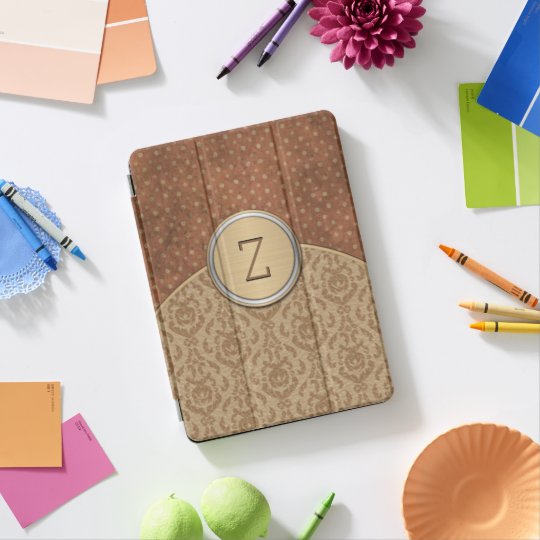 Elegant Brown Orange Monogram iPad Pro Cover
