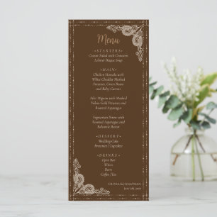 Elegant Brown ornate Wedding Menu