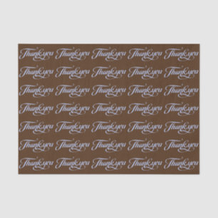 Elegant Brown & Pastel Blue Thank You Pattern Tissue Paper