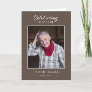 Elegant Brown Photo Funeral Memorial Program