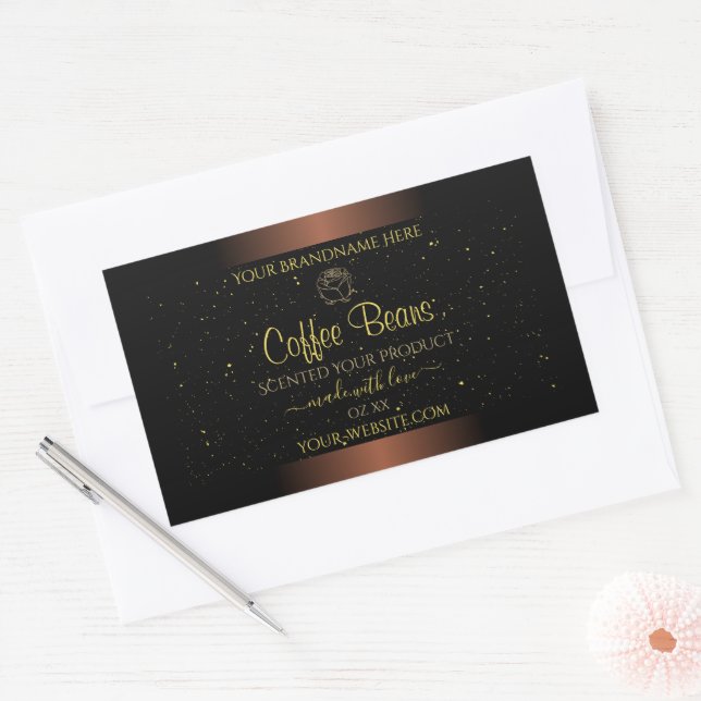 Elegant Brown Product Label Gold Soft Glitter Rose (Envelope)