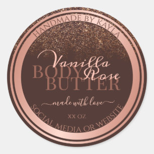 Elegant Brown Product Packaging Labels Rose Gold