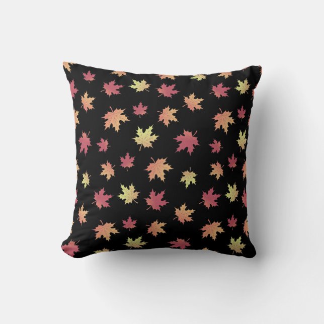Elegant Brown Red Autumn Leaves Pattern | Cushion (Front)