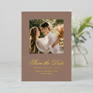 Elegant Brown Romantic Photo Wedding Save the Date