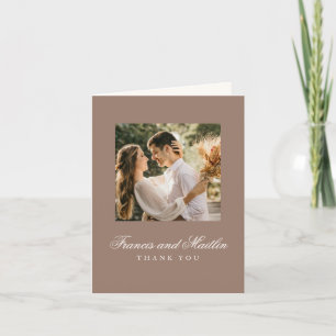 Elegant Brown Romantic Photo Wedding Thank You Card