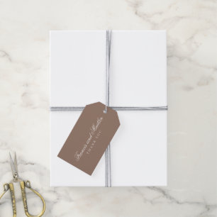 Elegant Brown Romantic Wedding Gift Tags