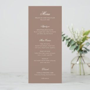 Elegant Brown Romantic Wedding Menu