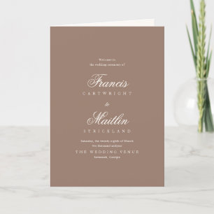 Elegant Brown Romantic Wedding Program
