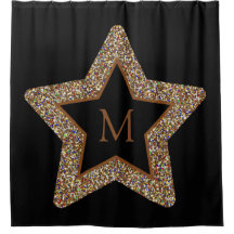 Elegant brown star glitter monogram
