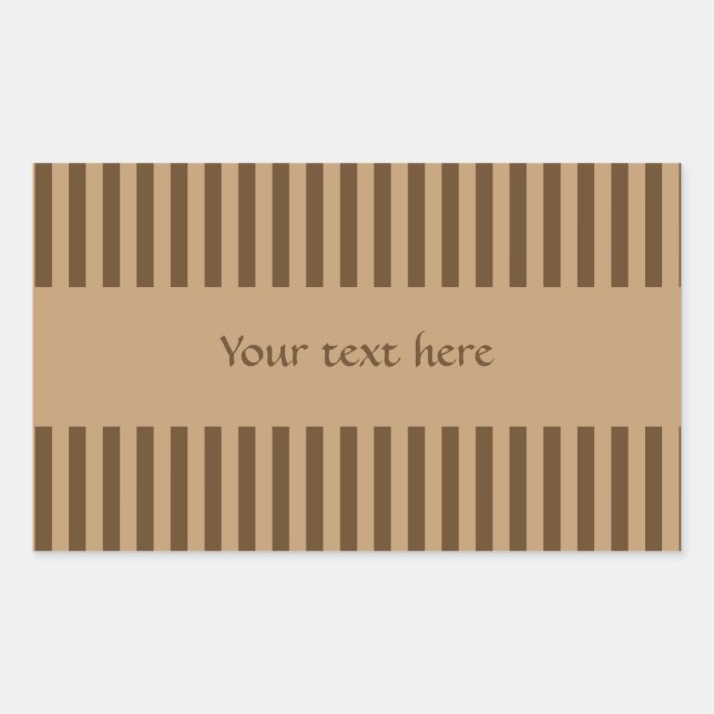 Elegant Brown Stripes Rectangular Sticker (Front)