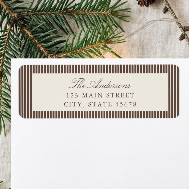 Elegant Brown Stripes Return Address Label (Creator Uploaded)