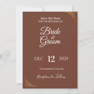 Elegant Brown Wedding Invitation | Rustic Neutral