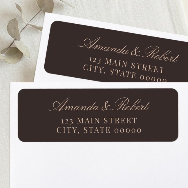 Elegant Brown Wedding Return Address Label (Creator Uploaded)