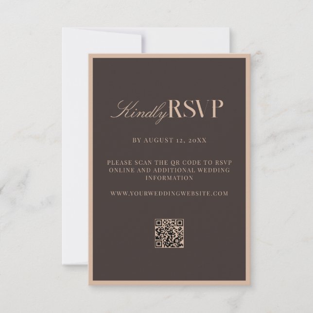Elegant Brown Wedding RSVP Card (Front)