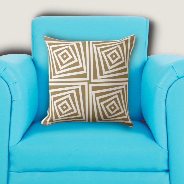 Elegant Brown & White Box Spiral Cushion (Elegant Brown & White Box Spiral Throw Pillow)