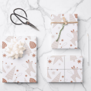 Elegant Brown & White Christmas Wrapping Paper
