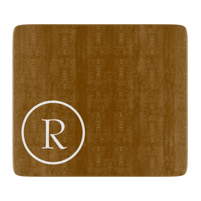 Elegant Brown  &White Monogram Cutting Board (Front)