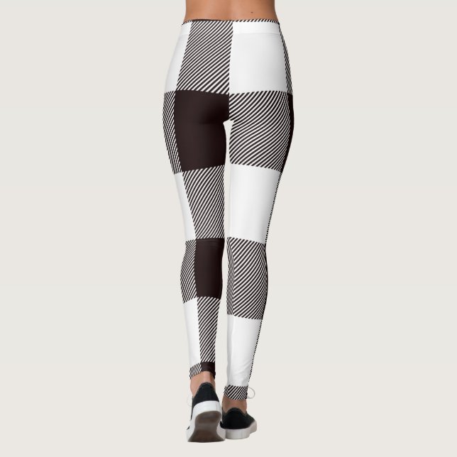  Elegant Brown & White Plaid  Leggings (Back)