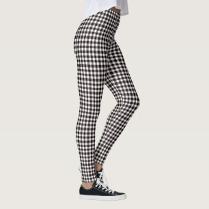  Elegant Brown & White Plaid  Leggings