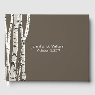 Elegant Brown with Birch Trees Wedding Guest Book