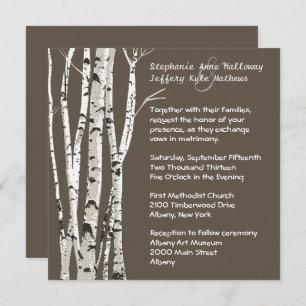 Elegant Brown with Birch Trees Wedding Invitation