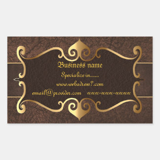 Elegant brown with golden frame for businesses rectangular sticker