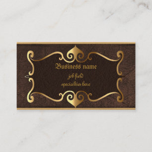 Elegant brown with golden framed self employed business card