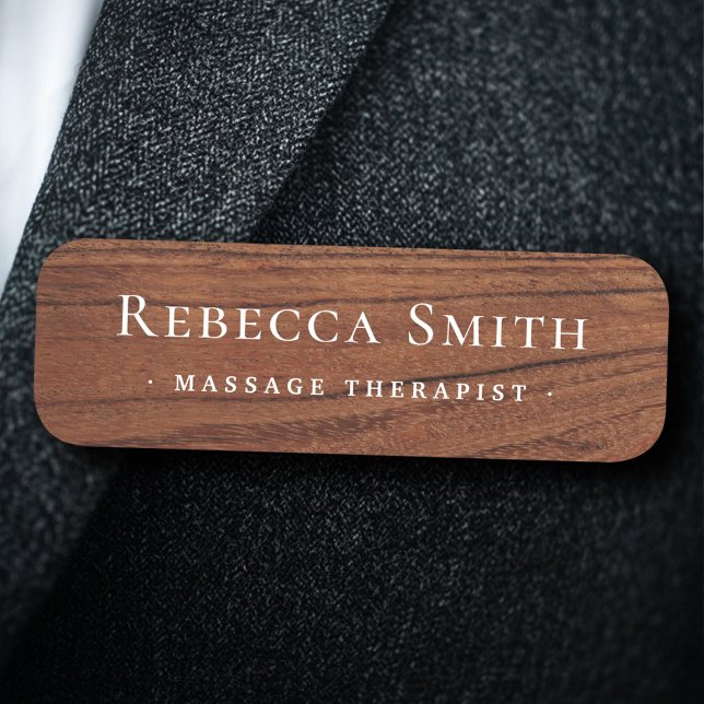 Elegant brown wood name and title name tag (Elegant brown wood name and title name tag)