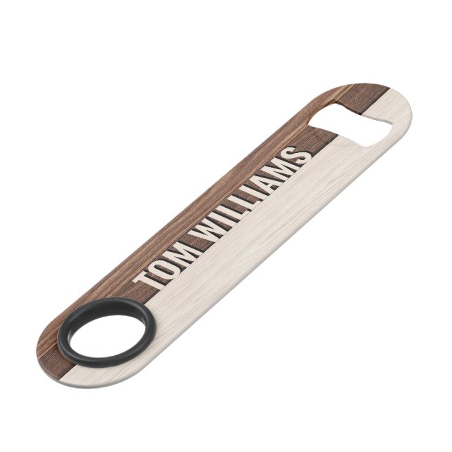 Elegant Brown Wood Texture Modern Style Monogram (Front Angled)