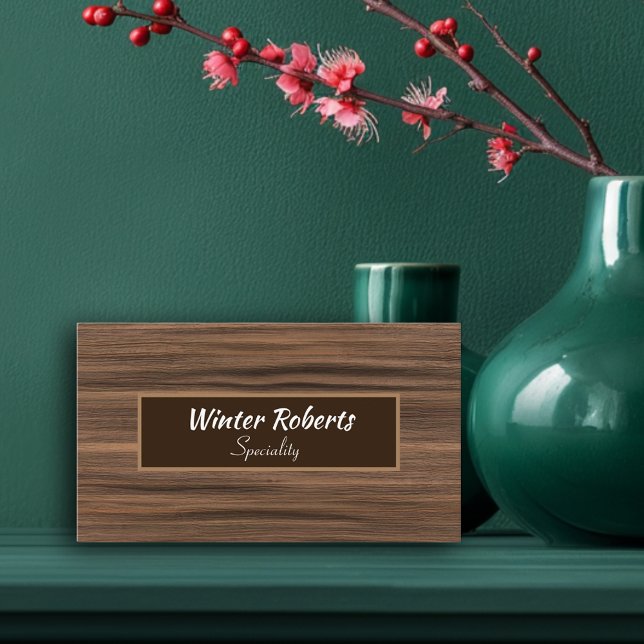 Elegant brown wooden business card (Simple woody design-chic business card for Carpenter and other wood professionals)