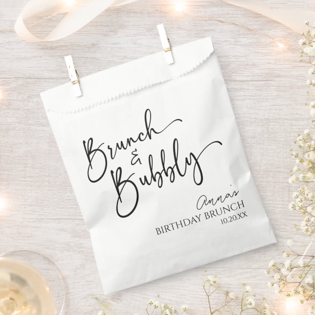 Elegant Brunch and Bubbly Birthday Brunch Party Favour Bag (Clipped)