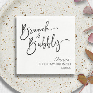 Elegant Brunch and Bubbly Birthday Brunch Party Napkin